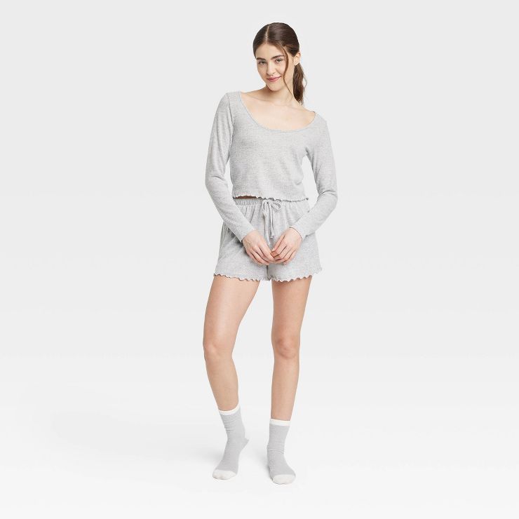 Women's Brushed Knit Long Sleeve Top and Shorts Pajama Set - Colsie™ | Target
