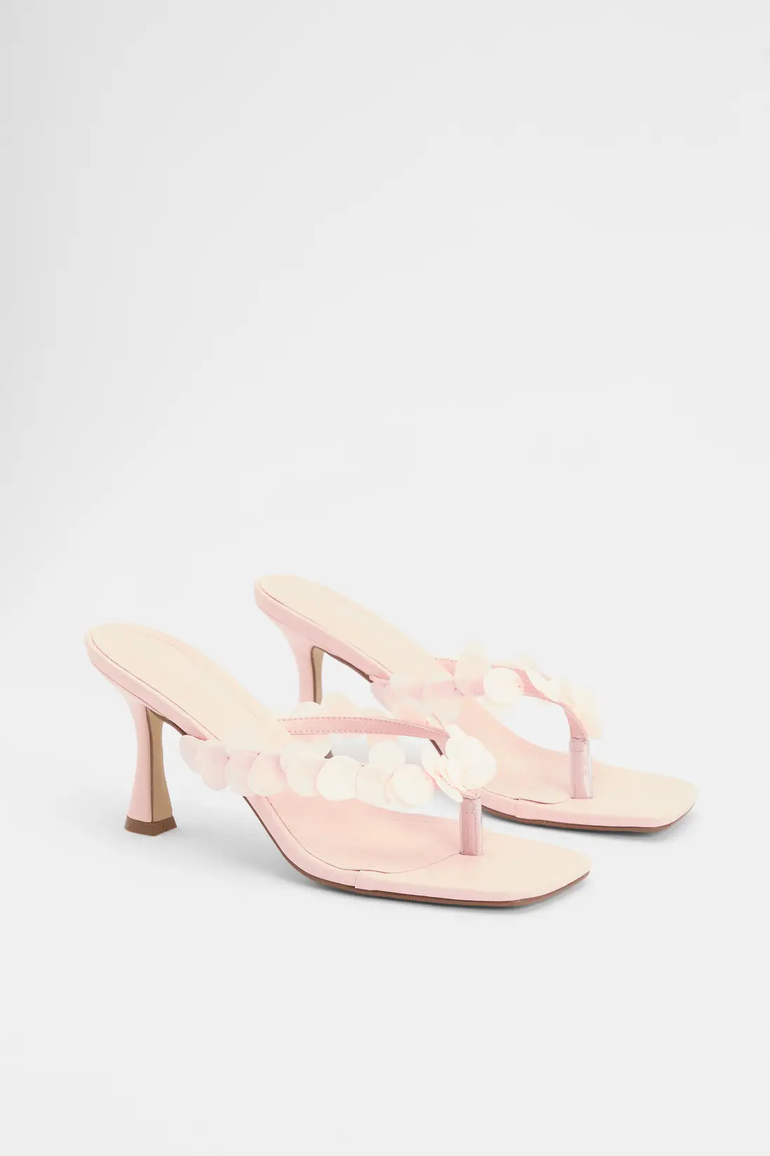 boohoo Mixed Sequin Toe Post Heeled Mules | PrettyLittleThing UK