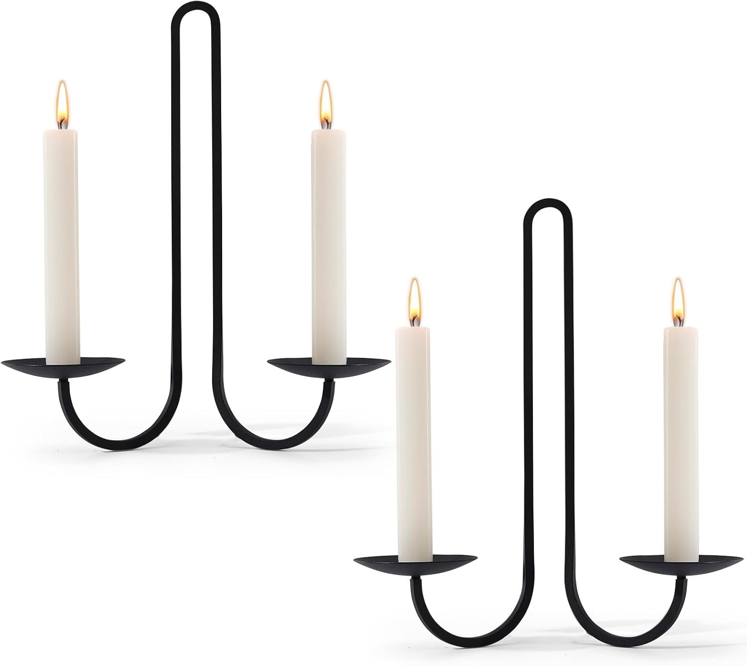 Wall Candle Holder Set of Two, Metal Black Candle Sconces Wall Decor, Hanging Candle Holder Fits ... | Amazon (US)
