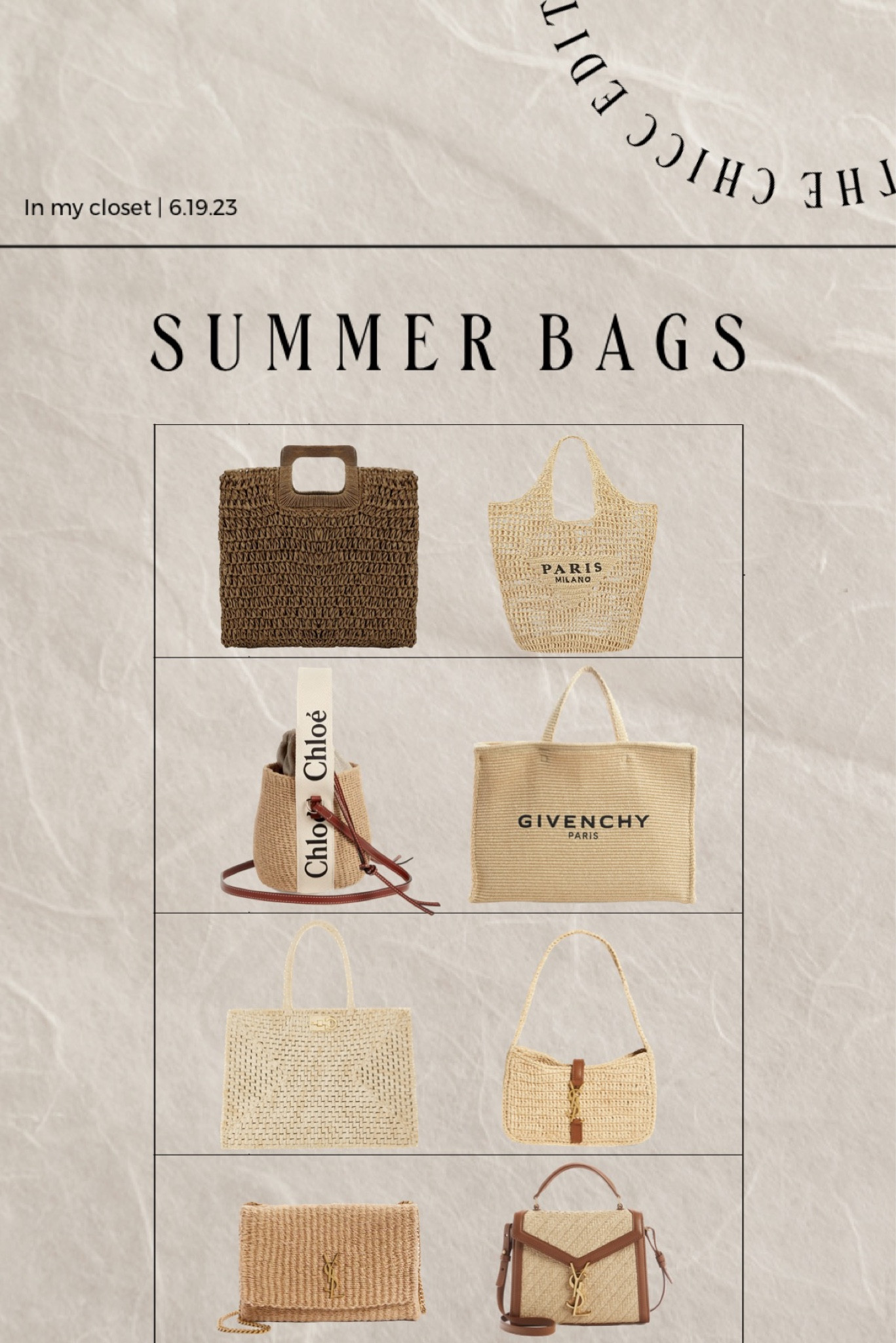 𝒮𝓊𝓂𝓂𝑒𝓇 𝒷𝒶𝑔𝓈 👝

So happy you’re here! xx 

#summerbags #raffiabag #tote #clutch #handbag bag, summer style, summer bag, Amazon fashion, Amazon finds, Nordstrom, givenchy, straw clutch, evening bag, Chloe bucket bag, ferragamo, raffia crossbody bag, YSL, designer bag, hobo bag, bohemian style, woven bag, dupe, raffia top handle bag, cane and leather clutch, Etsy fashion, Etsy style, raffia clutch, rattan phone bag, striped tote bag, hm 

#LTKstyletip #LTKitbag #LTKSeasonal
