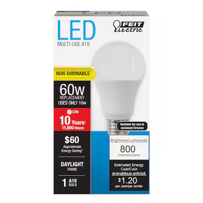 Feit Electric LED Non-Dimmable 60 -Watt EQ A19 Daylight Screw bases LED General purpose Light Bul... | Lowe's
