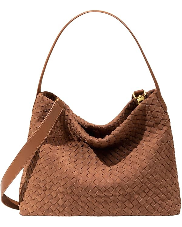Women's Braided Leather Tote Bag Stylish Suede Hobo Shoulder Bag with Woven Details | Amazon (US)