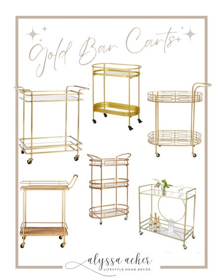 Stylish gold bar carts perfect for hosting your next cocktail hour! 

Amazon Home 
Walmart Home 
Pottery Barn Home
Bar Cart Styling 


#LTKstyletip #LTKhome #LTKU
