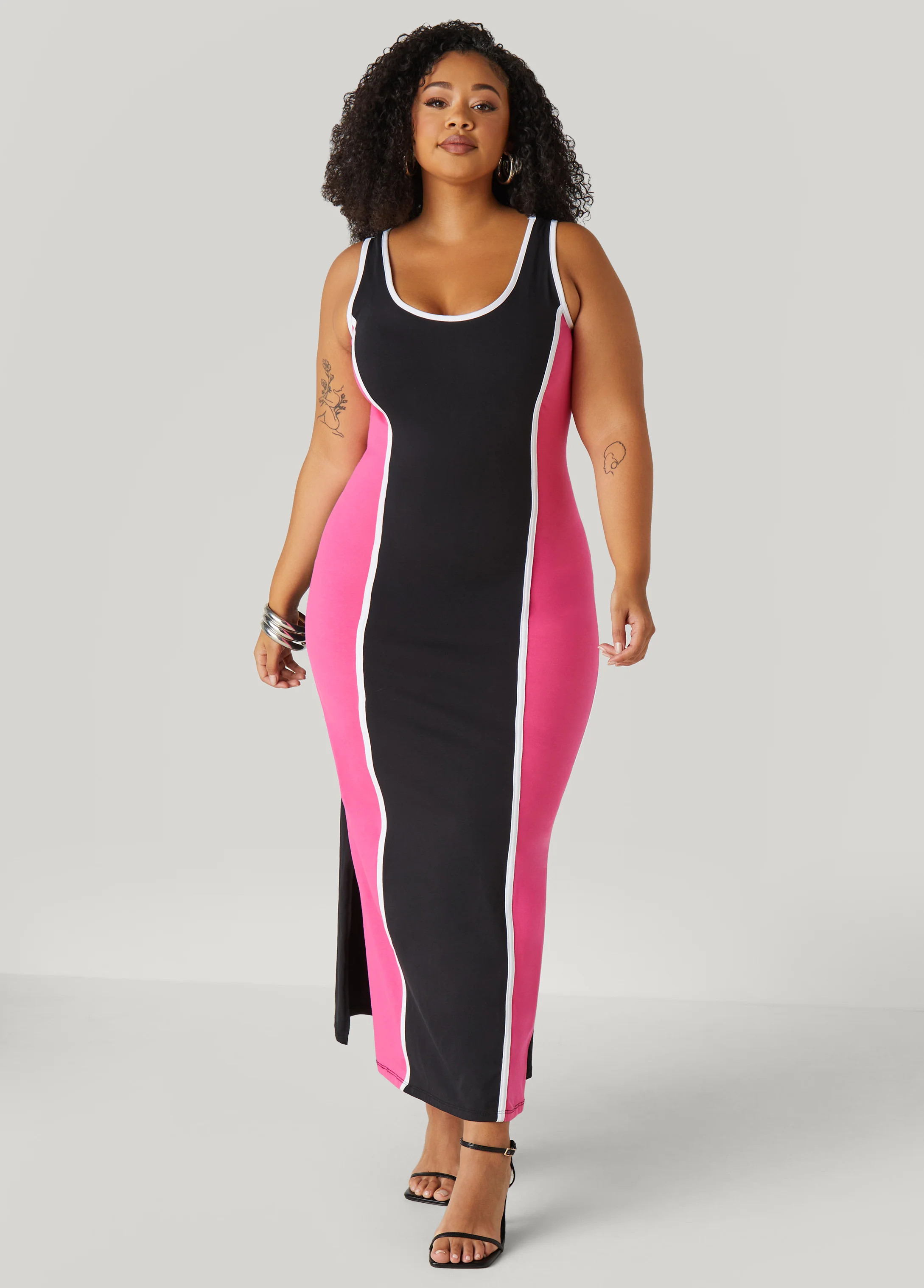 Two Tone Maxi Tank Dress | Ashley Stewart