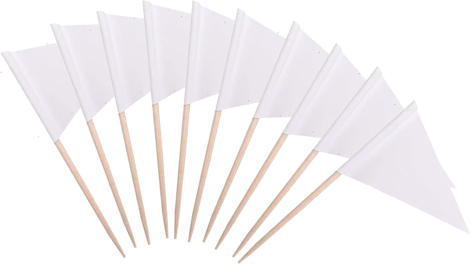 Solid White Cupcake Toppers Flags Mini Small Plain White Triangle Toothpick Stick Flag Blank DIY ... | Amazon (US)