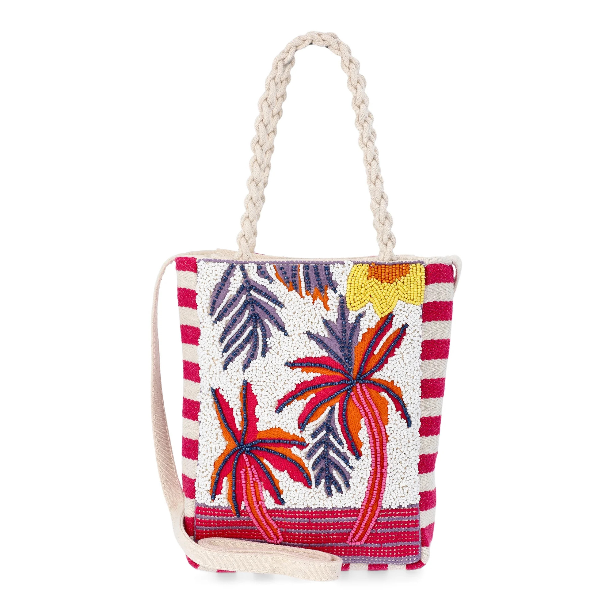 No Boundaries Women's Beaded Crossbody Tote Bag, Pink | Walmart (US)