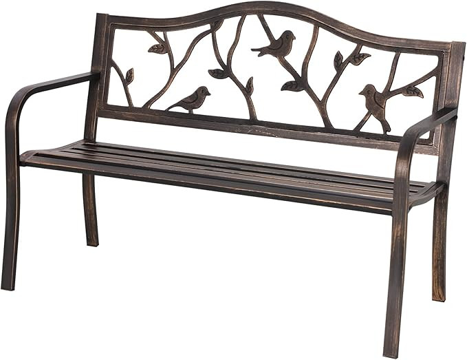 Sophia & William Outdoor Bench, Porch Bench, Garden Bench, Wrought Iron Bench with Backrest and A... | Amazon (US)