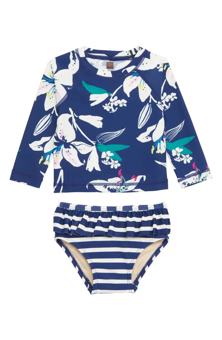 Tea Collection Mixed Print Two-Piece Rashguard Swimsuit (Baby) | Nordstrom | Nordstrom