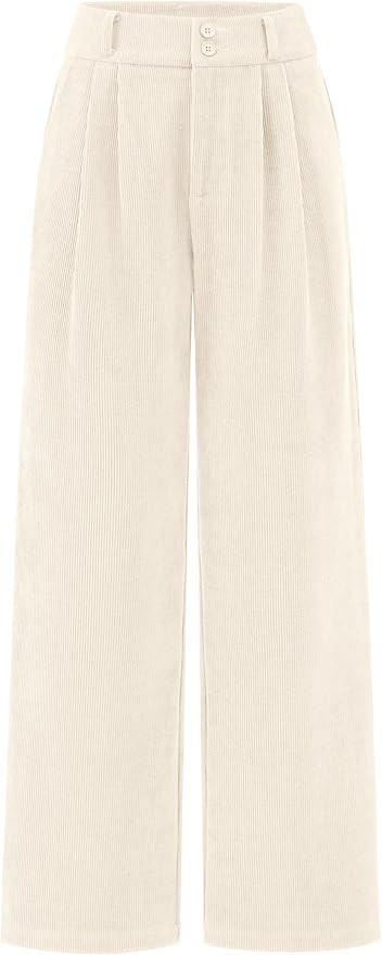KIRUNDO Corduroy Pants Women High Waisted Wide Leg Pants Business Casual Fall Winter Straight Loo... | Amazon (US)
