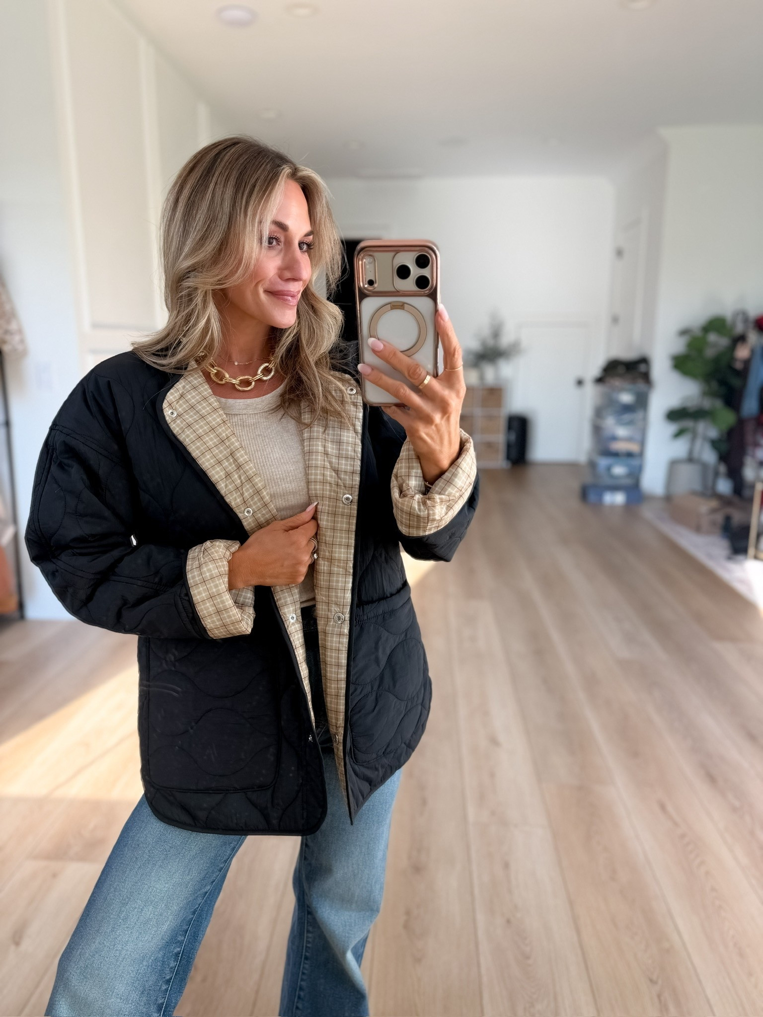 I have a feeling I’ll be reaching for this quilted jacket a ton this season! Love the plaid detailed lining!