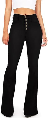 KDF Flare Jeans for Women Womens Black Bell Bottom Jeans | Amazon (US)