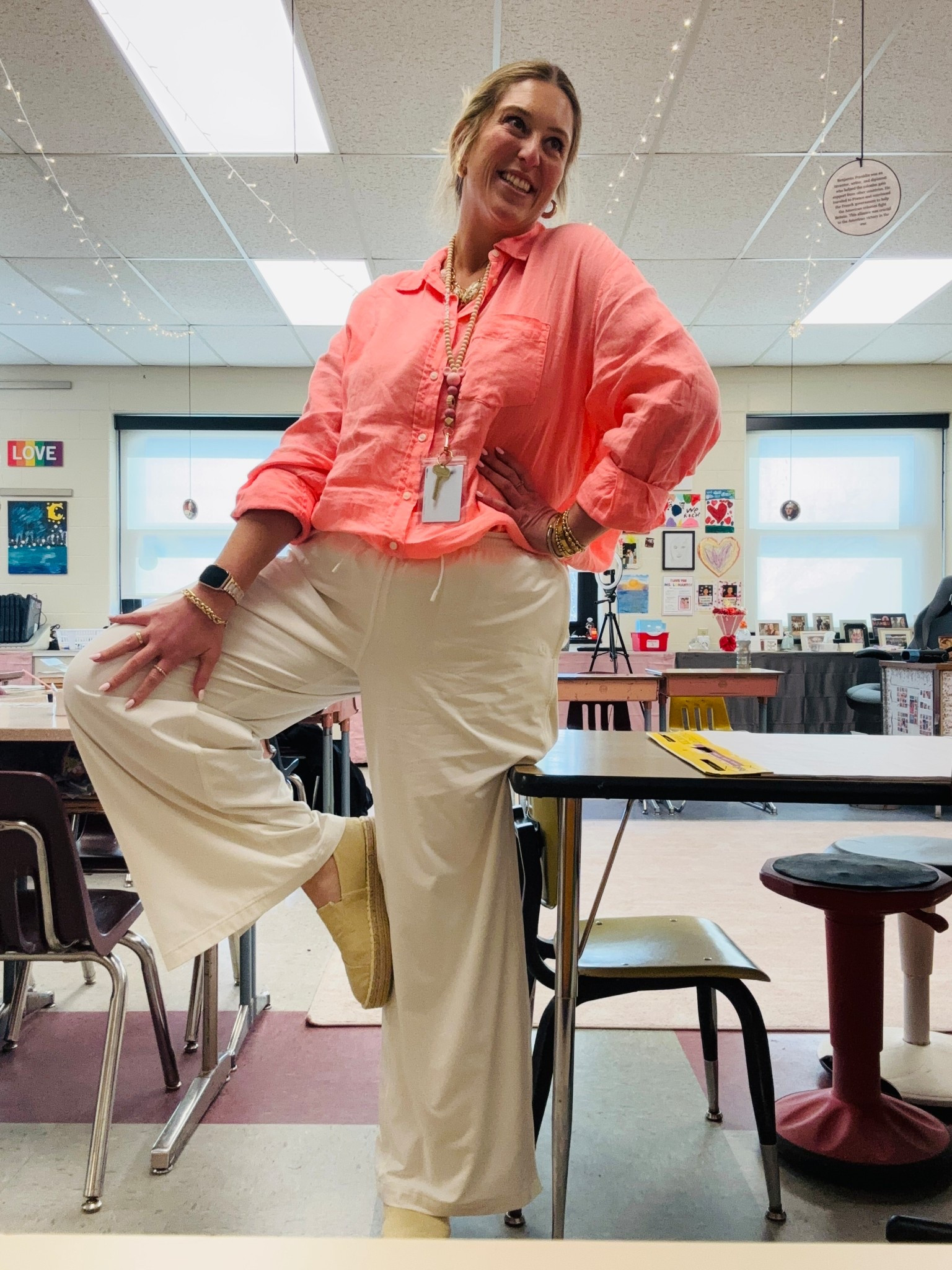 I feel like I’m doing everything I can to bring on the spring weather, especially with this outfit!
Shirt: size XL (should have sized down)
Pants: size 14, also could have sized down  

#LTKMidsize #LTKootd