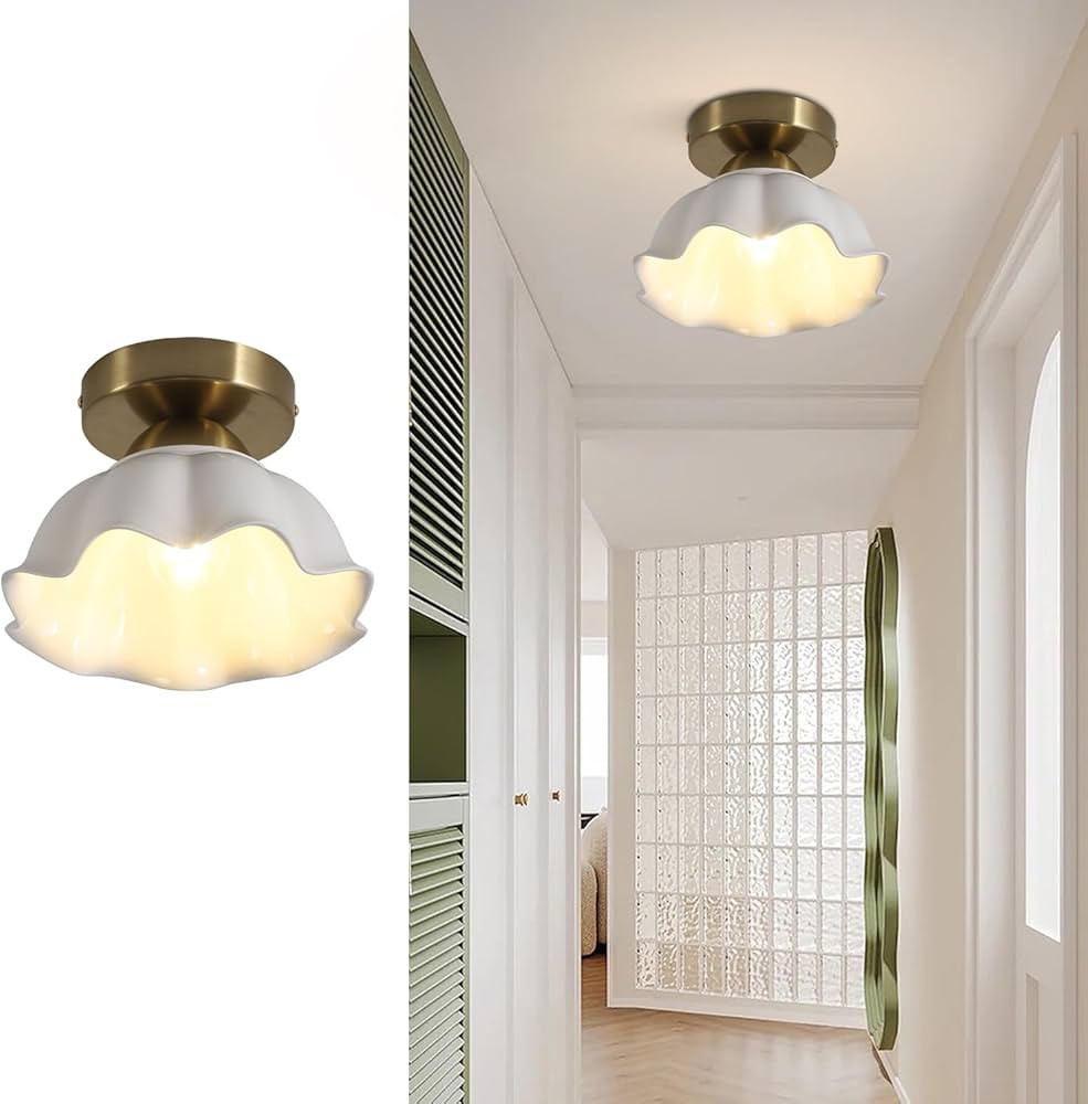 Modern Semi Flush Mount Ceiling Light Fixture Vintage White Ceramic Ceiling Lights Contemporary B... | Amazon (US)