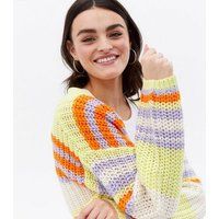 Noisy May Yellow Stripe Puff Sleeve Cardigan New Look | New Look (UK)