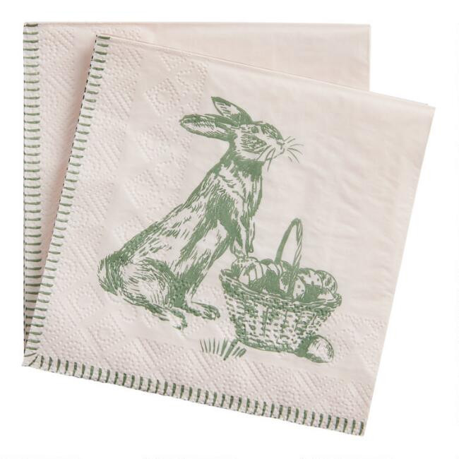 Green Botanical Bunny Beverage Napkins 20 Count | World Market