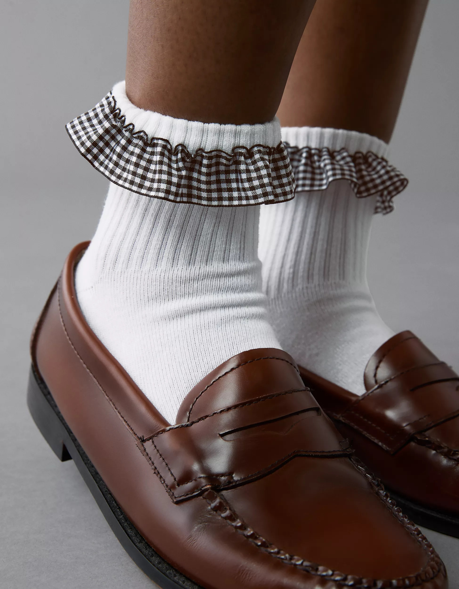 AE Gingham Ruffle Boyfriend Socks 2-Pack | American Eagle Outfitters (US & CA)