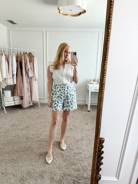 The sweetest daytime outfit from J.Crew Factory! This would be great for lunch and shopping! Also a cute vacation outfit! Wearing size small in the top and size 4 in the shorts. Summer outfits // summer shorts // casual outfits // daytime outfits // brunch outfits // vacation outfits // resortwear // J.Crew outfits // J.Crew finds 

#LTKTravel #LTKStyleTip #LTKSeasonal