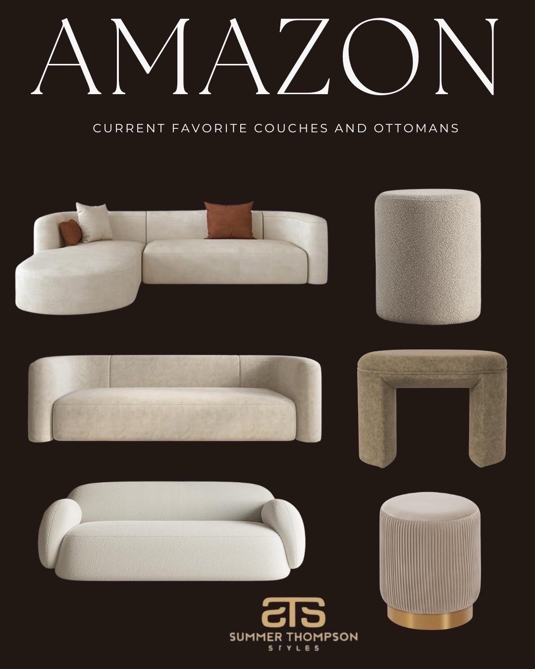 Obsessed with these chic Amazon couches and ottomans. The perfect modern living room furniture for anyone who loves neutral home decor, minimalist style, and cozy interior design. These Amazon home favorites bring that high‑end, designer‑inspired look without the price tag. The clean lines, soft textures, and warm neutral tones make them ideal for creating a stylish, inviting living space. 🤍

Summerthompsonstyles

#LTKHome #LTKSaleAlert