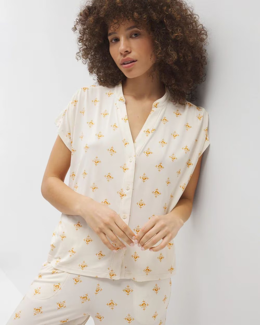 Mandarin Collar Short Sleeve Pajama Top | Soma | SOMA