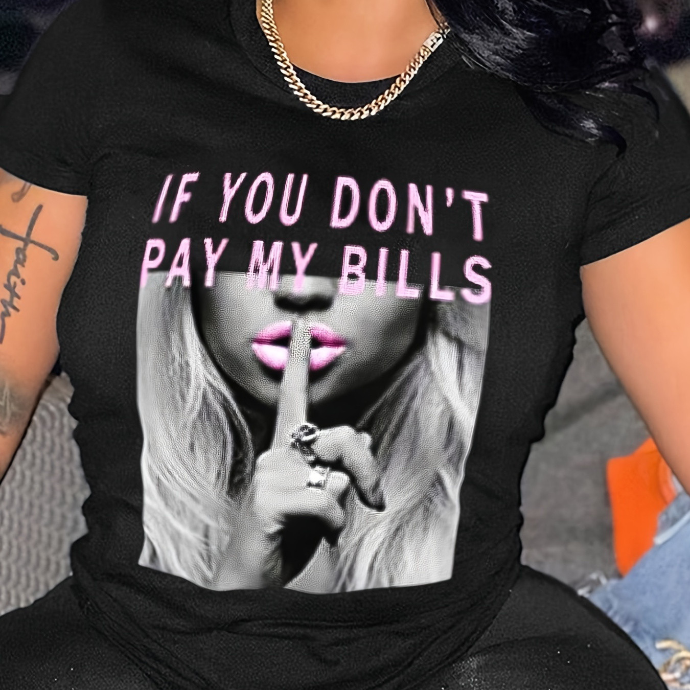 Plus Size Casual T-shirt, Women's Plus Letter Print Round Neck Short Sleeve Fashion Graphic Tee | Temu Affiliate Program