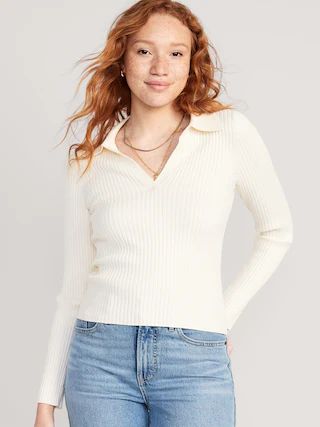 Rib-Knit Collared Sweater for Women | Old Navy (US)