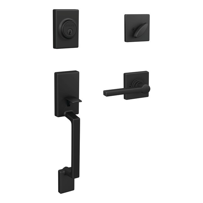 Home Front by Schlage Etchings-Crosbie Matte Black Single-Cylinder Deadbolt Keyed Entry Door Hand... | Lowe's