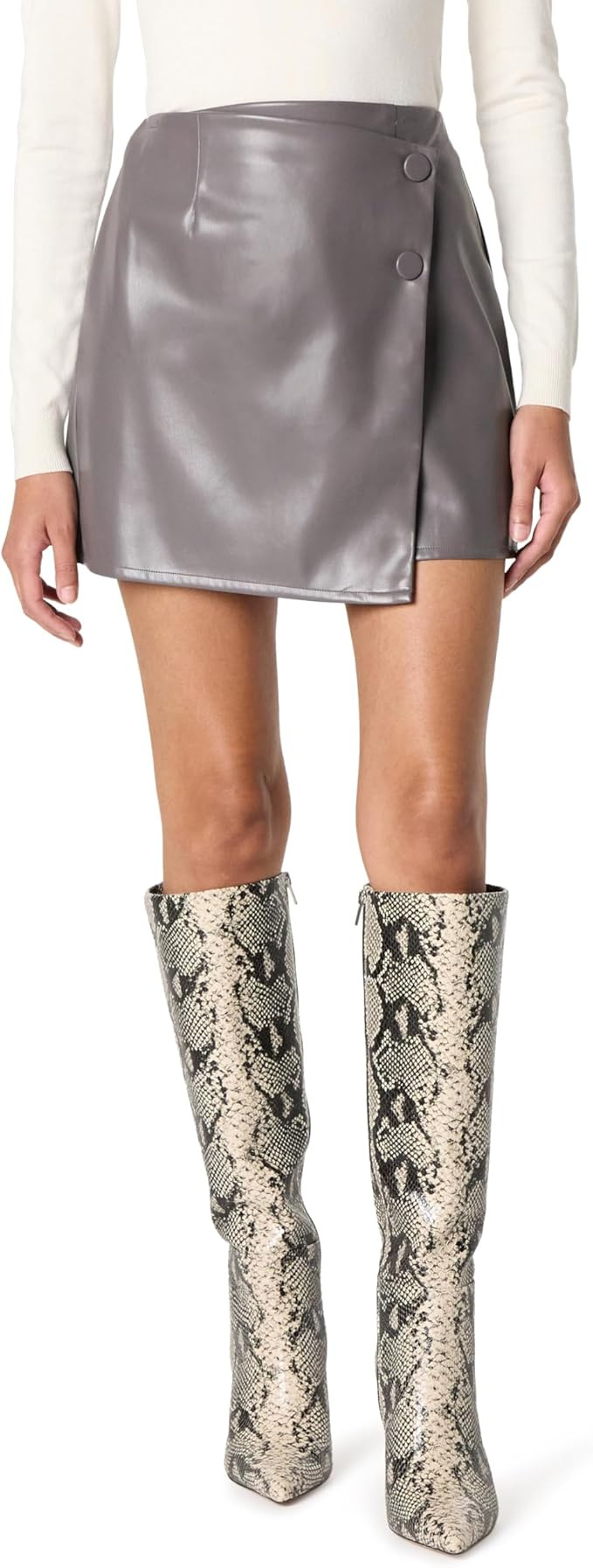 The Drop Women's Portia Vegan Leather Mini Wrap Skirt | Amazon (US)