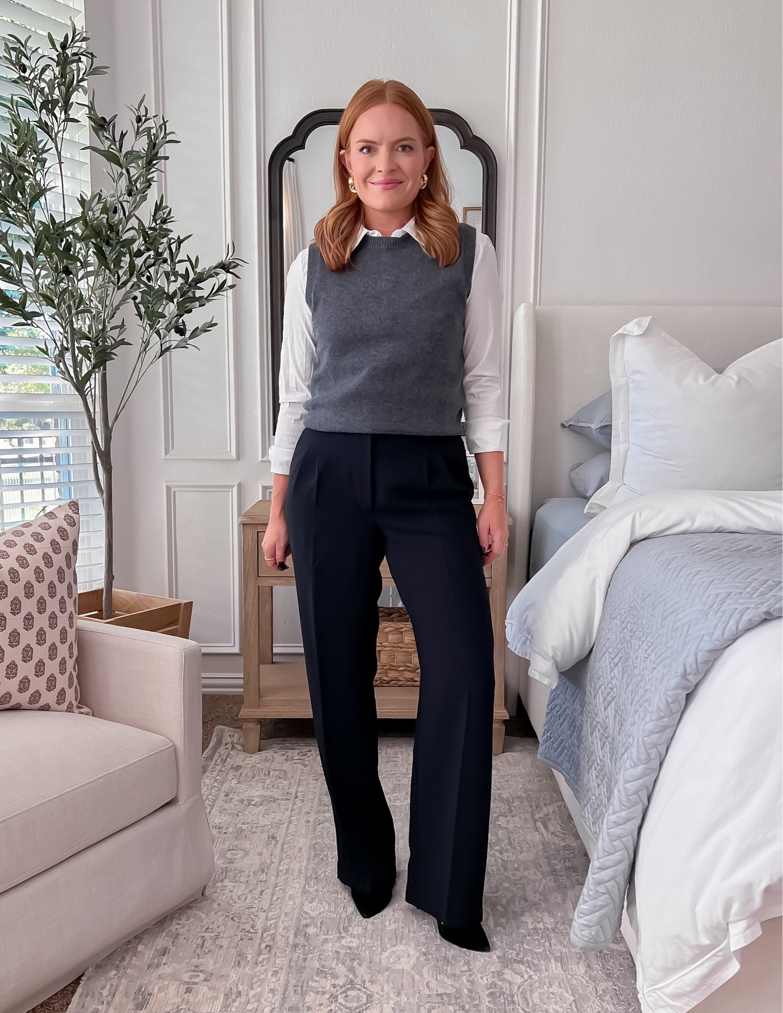 This sweater vest is incredibly soft and I love how you can wear it  tucked for a more polished look, or untucked for a more casual look. 😍 It’s the perfect fall to winter transitional piece. 

#LTKWorkwear #LTKStyleTip #LTKSeasonal