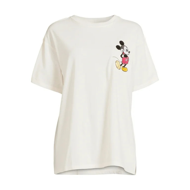 Disney Mickey Mouse Juniors Embroidered Oversized Graphic Tee, Sizes XS-3XL | Walmart (US)