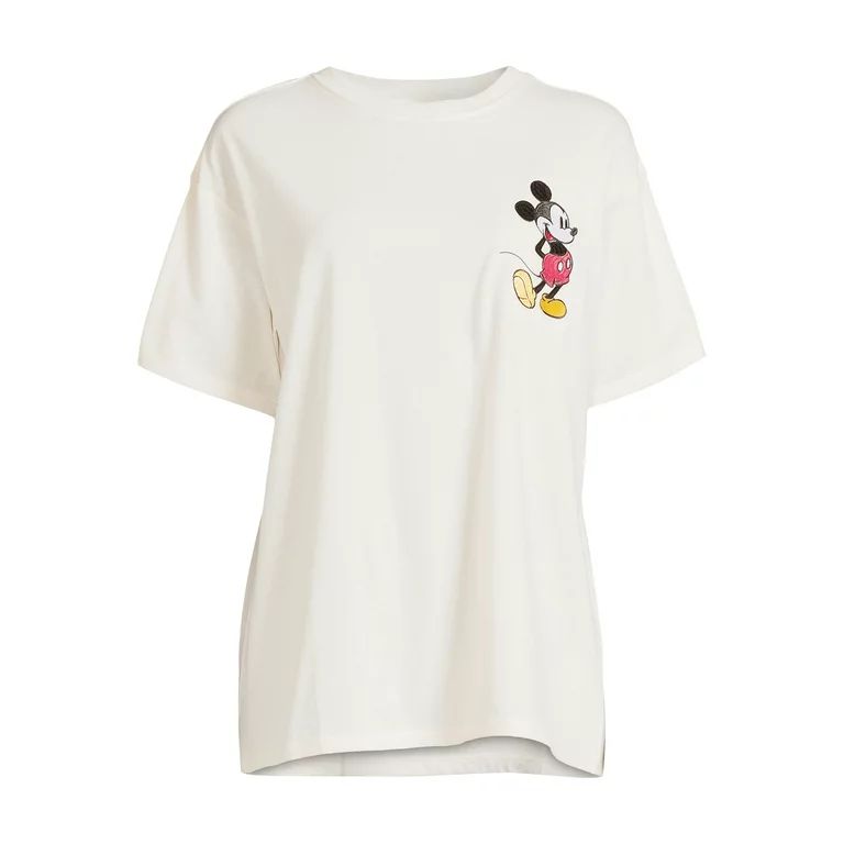 Disney Mickey Mouse Juniors Embroidered Oversized Graphic Tee, Sizes XS-3XL | Walmart (US)