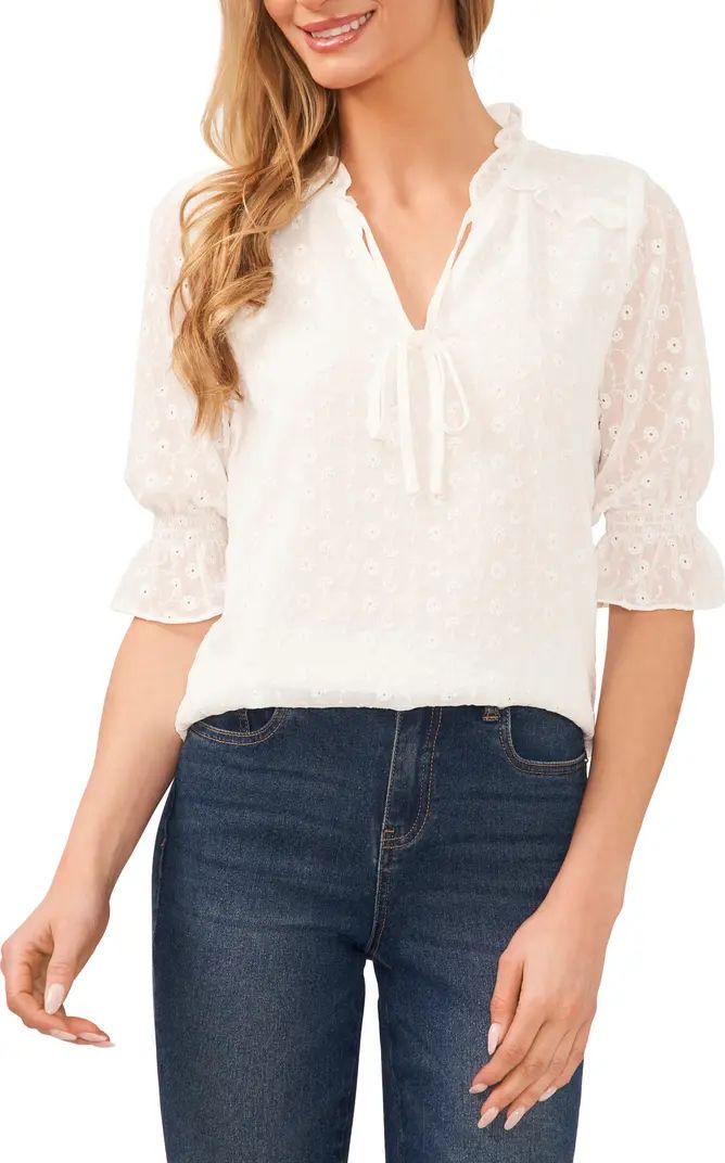 Eyelet Embroidered Ruffle Trim Blouse | Nordstrom