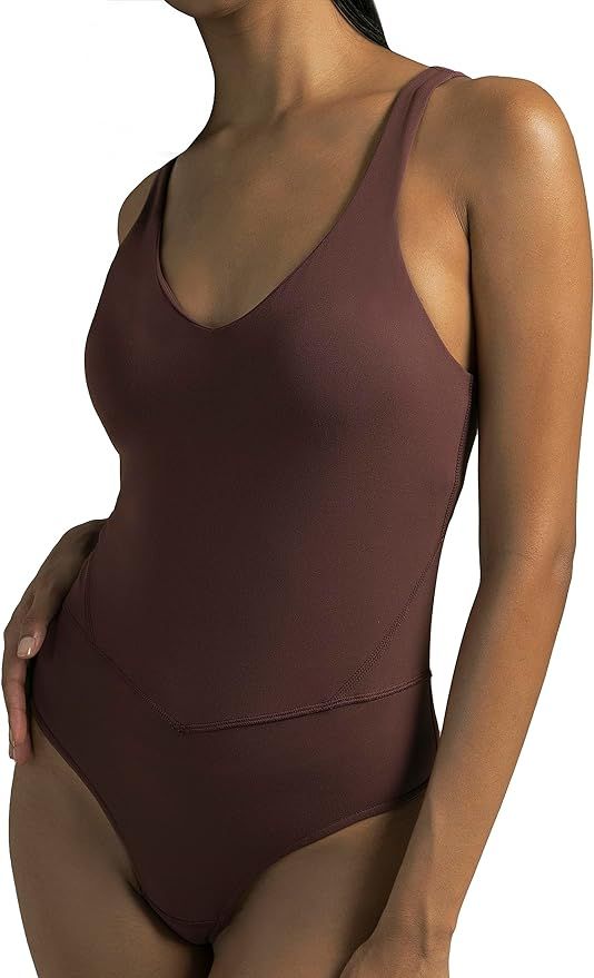 Colorfulkoala Women's Dreamlux V-Neck Bodysuits Sleeveless Tank Tops | Amazon (US)