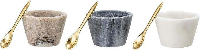 Bloomingville Rosamynthe 82044250 Salt Pot with Spoon Set of 3 Marble in Various Colours 7.5 cm x... | Amazon (US)