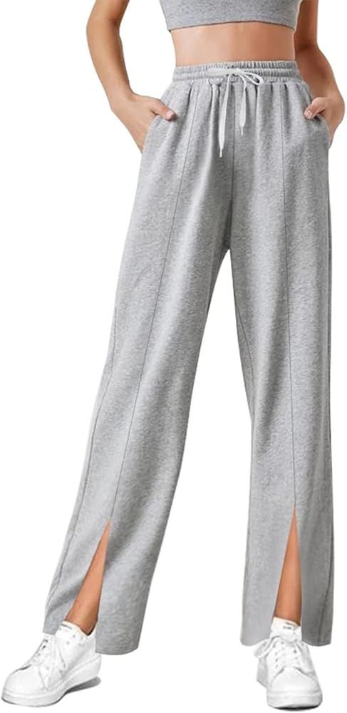 TQD Womens Sweatpants Joggers Casual Lounge Yoga Sweat Pants Cotton Wide Leg Workout Athletic Track  | Amazon (US)