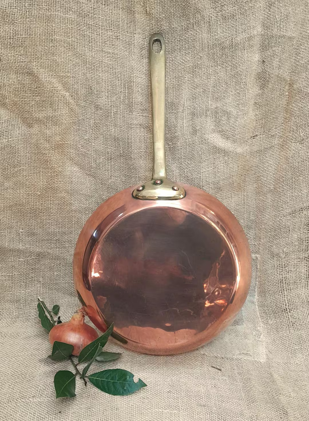 FRENCH Copper Pan, Frypan Heavy, Thick 2mm Antique Copper Cookware, Cast Iron Handles, Heavyweigh... | Etsy (US)