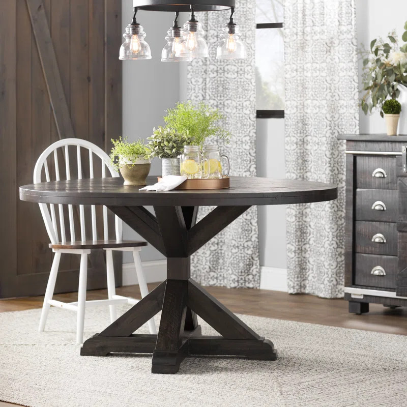Fahey 54'' Acacia Solid Wood Pedestal Dining Table | Wayfair North America