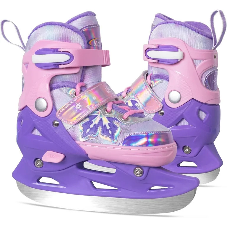MammyGol Kids Toddler Ice Skates - 4 Size Adjustable Hockey Skates with Warm Plush Lining, Triple... | Walmart (US)