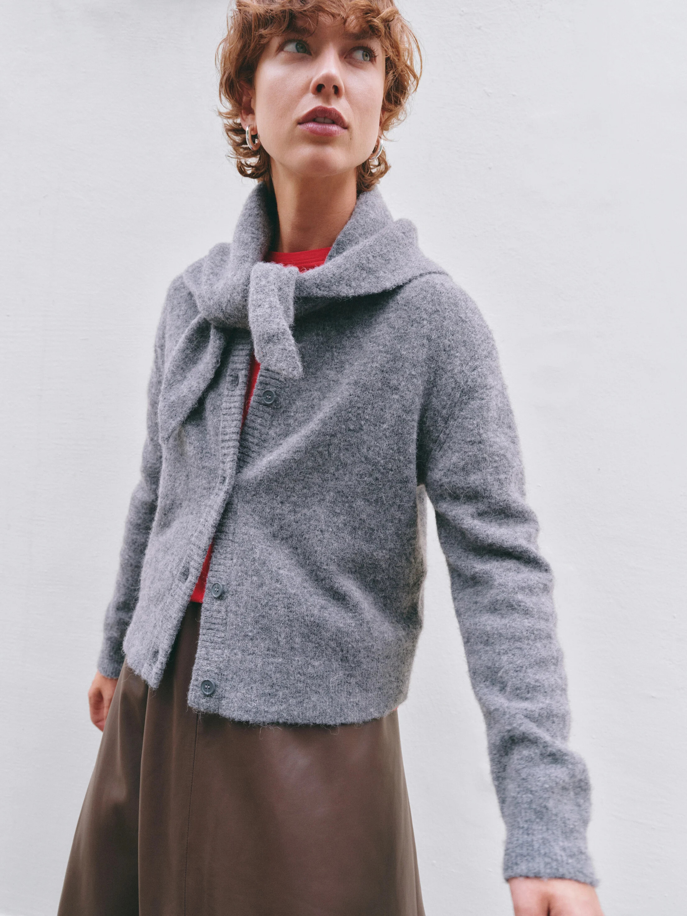 Juni Crew Neck Wool Blend Cardigan | Hush UK