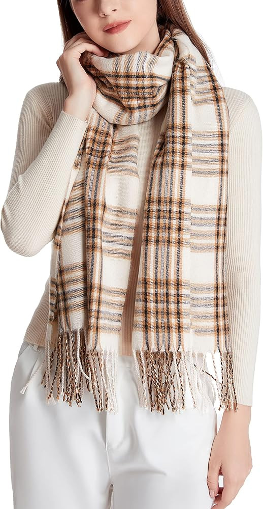Wander Agio Women's Fashion Long Shawl Big Grid Winter Warm Lattice Large Scarf | Amazon (US)