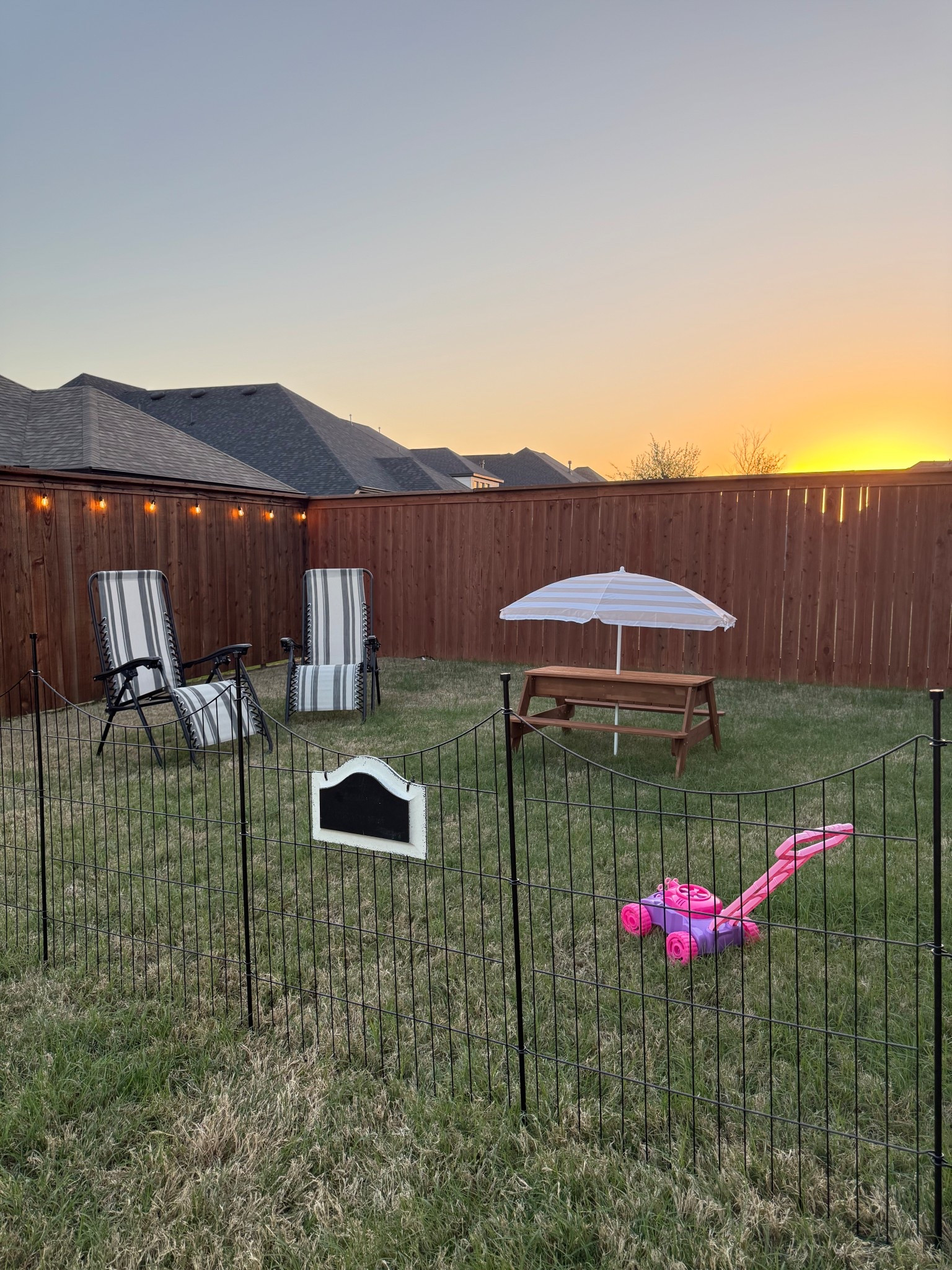 Built Lottie her own little backyard! So nice having a section for her so she can have her own space to play and not worry about accidentally stepping in dog doodoo. 
•activity picnic table • bubble lawn mower • garden fence 


#LTKHome #LTKKids #LTKmomlife