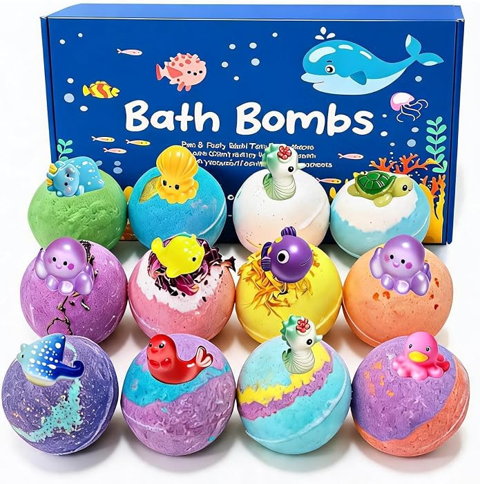 12 Pack Bath Bomb Gift Set - Large 2.1oz / 60g Shea Butter Spa Fizzies with Hidden Surprise Insid... | Amazon (US)
