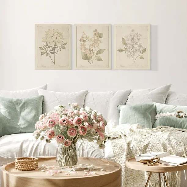 My Texas House Modern Farmhouse 16" x 20" Vintage Botanical Canvas Wall Art Prints, Set of 3, Whi... | Walmart (US)