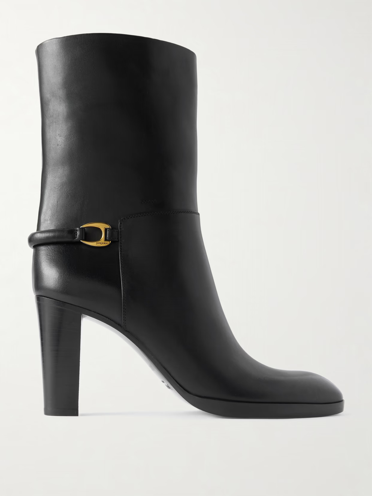 SAINT LAURENT - Sulpice Embellished Leather Ankle Boots - Black | NET-A-PORTER (US)