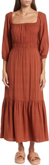 Square Neck Smock Waist Tiered Hem Dress | Nordstrom Rack