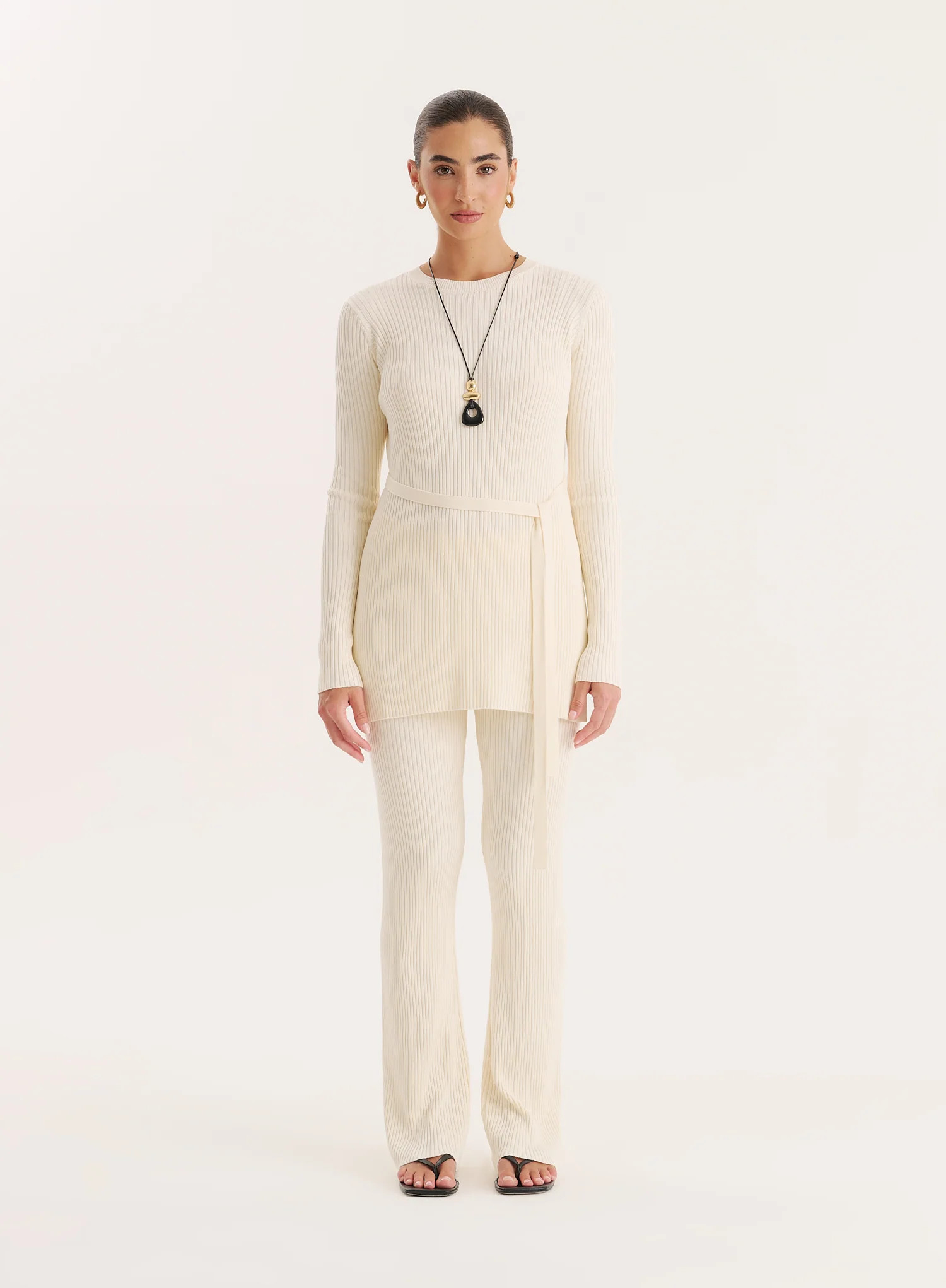 Cream Knitted Trouser-Louie | 4th & Reckless