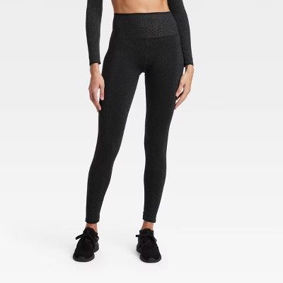 Women's Lurex Seamless High-Rise Leggings - All In Motion™ Black M | Target