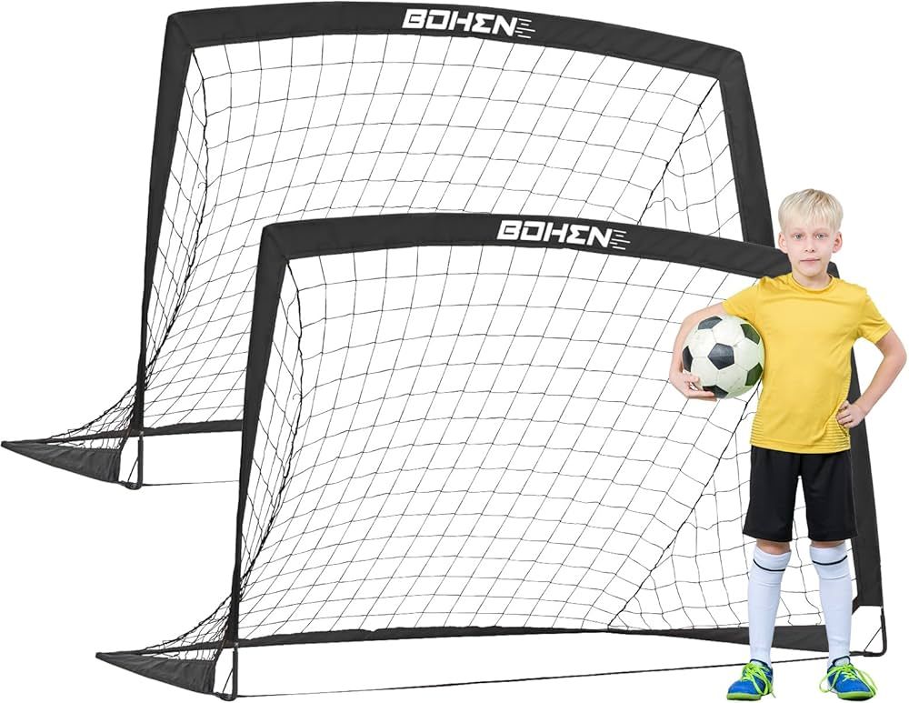 BOHEN 5X3FT Soccer Goal Foldable Portable Soccer Net with All Weather for Backyard Kids Soccer Go... | Amazon (US)