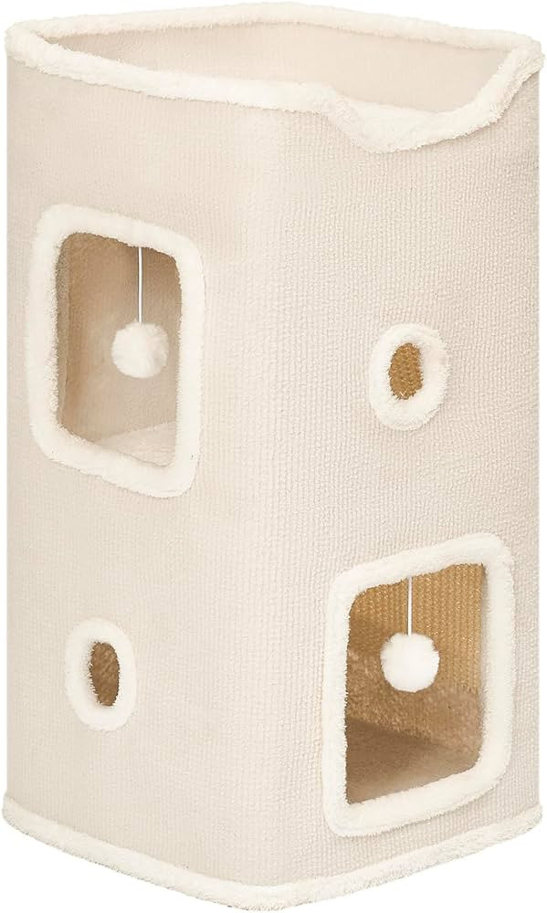 Cat Beds for Indoor Cats, Cat House 2-Story, Cat Condo with Stable Frame and Large Scratch Pad, 2... | Amazon (US)