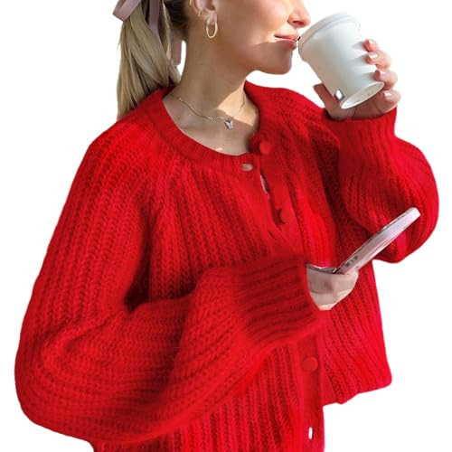 YKR Womens Fall Cardigan Sweater Long Sleeve Chunky Knit Open Front Button Loose Casual Cardigan ... | Amazon (US)