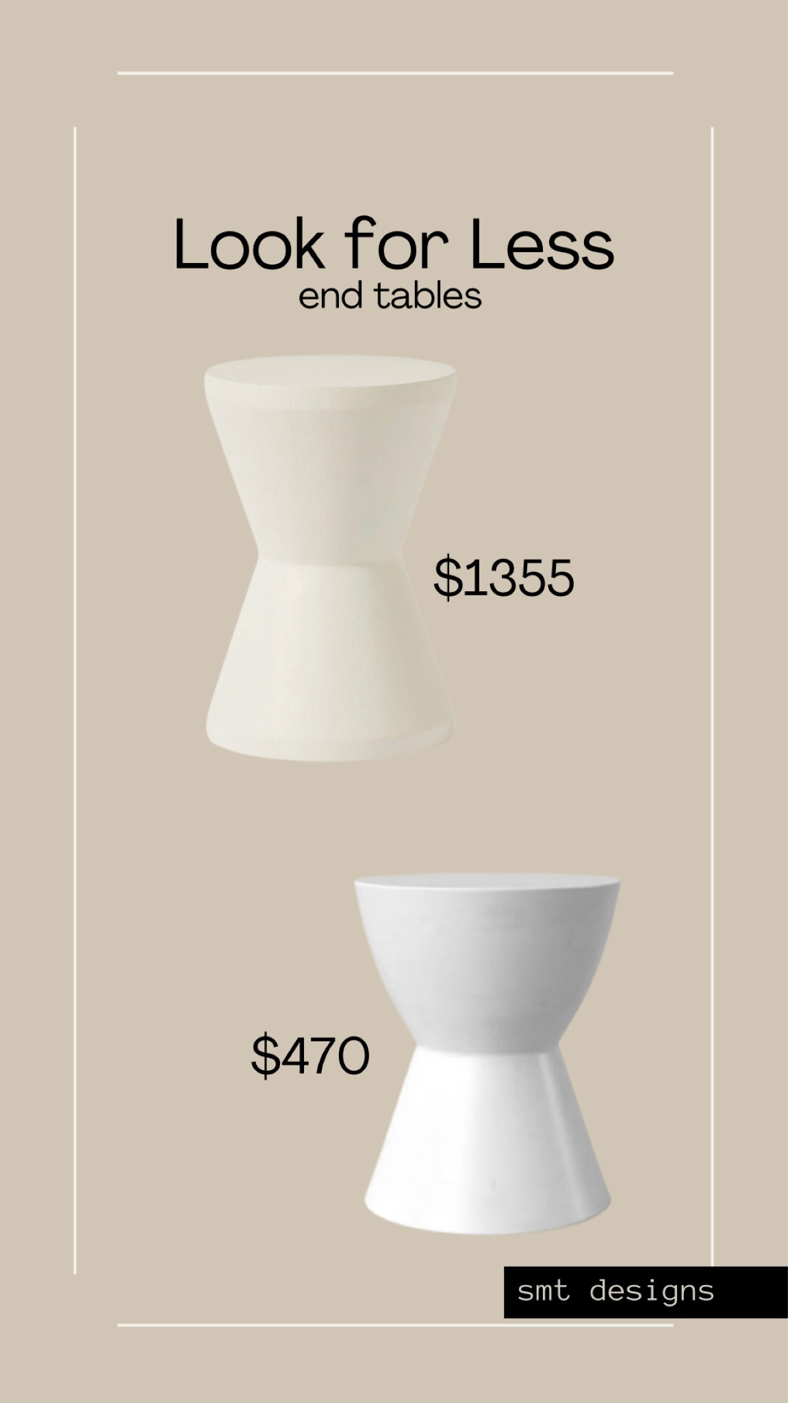 Look for less…round tapered end tables!

#competition 

#LTKstyletip #LTKFind #LTKhome